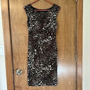 Connected Apparel Animal Print Sleeveless Dress with Wrap Style Skirt